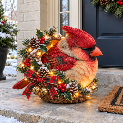 🎄 Cozy Cardinal Glow – Lighted Christmas Porch Decor ✨