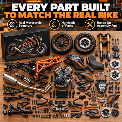🏍️Motorcycle Model Kit – 1:6 Scale DIY Assembly & Fuel-Powered Engine