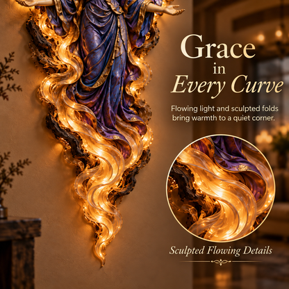 🕊️ Wings of Grace – Illuminated Angel Wall Art ✨
