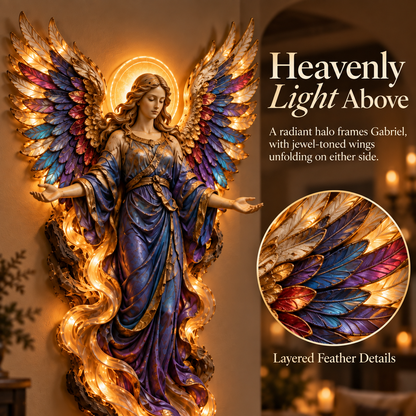 🕊️ Wings of Grace – Illuminated Angel Wall Art ✨