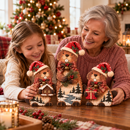 🔥Woodland Christmas Beaver Trio – A Little Family, A Cozy Christmas