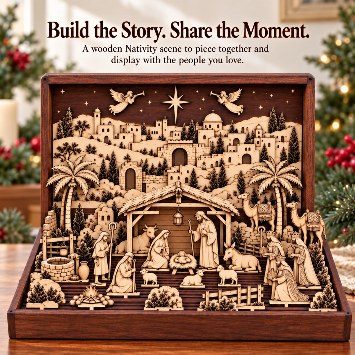 🔥🙏The Bethlehem Storybook — Wooden Nativity Scene Puzzle