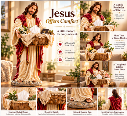 🔥✝️Jesus Figurine with Decorative Basket – Faith & Comfort