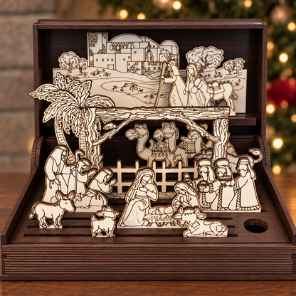 🔥🙏The Bethlehem Storybook — Wooden Nativity Scene Puzzle