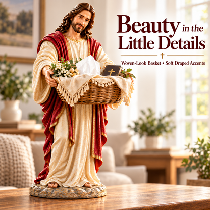 🔥✝️Jesus Figurine with Decorative Basket – Faith & Comfort