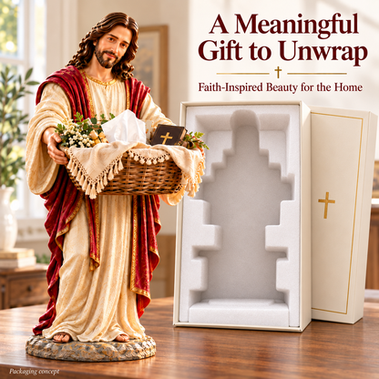 🔥✝️Jesus Figurine with Decorative Basket – Faith & Comfort