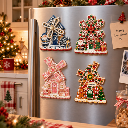 🔥DIY Pearl Art Christmas Windmill Fridge Magnet🌲