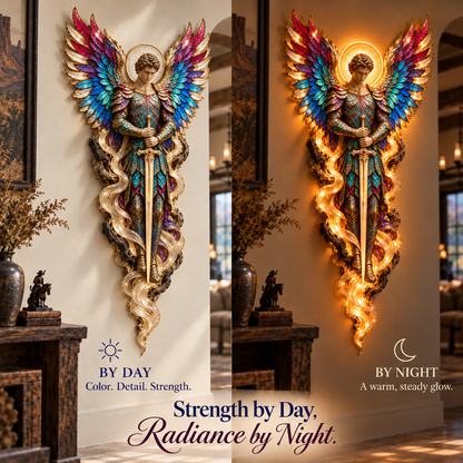 🕊️ Wings of Grace – Illuminated Angel Wall Art ✨
