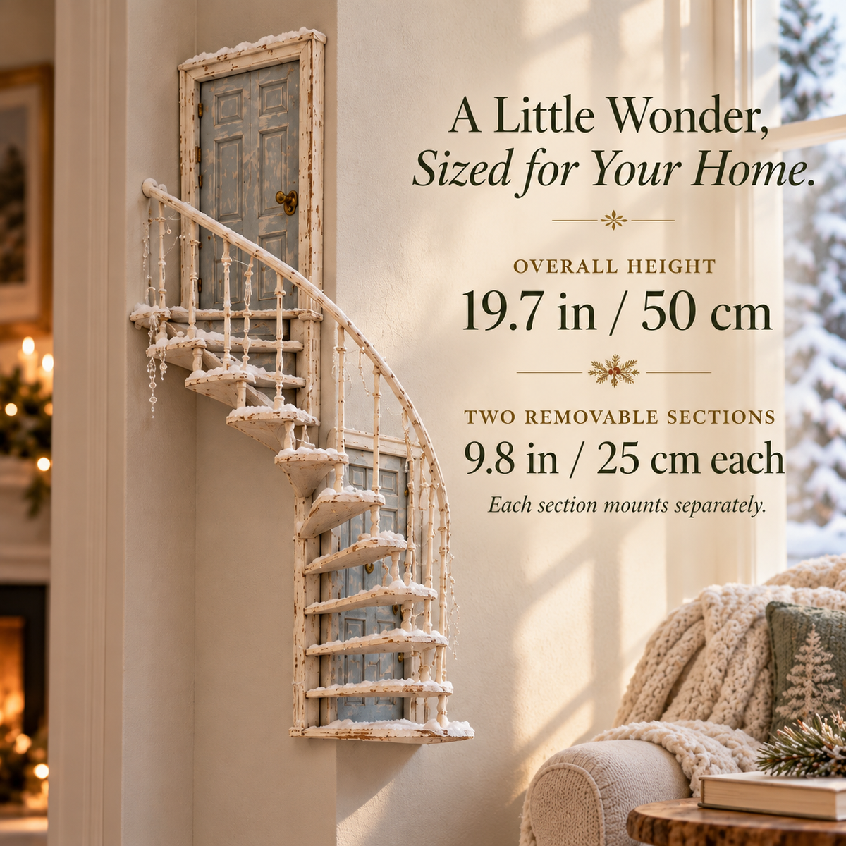 Lighted Winter Fairy Door Staircase Wall Decor