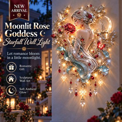 🌙 Moonlit Rose Goddess Starfall Wall Light