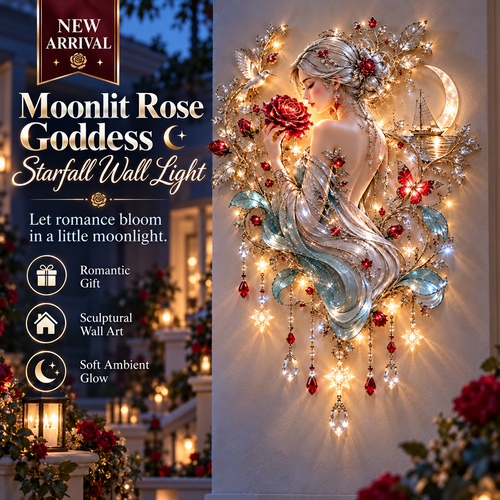 🌙 Moonlit Rose Goddess Starfall Wall Light