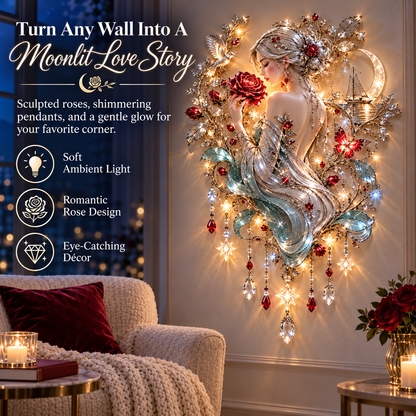 🌙 Moonlit Rose Goddess Starfall Wall Light