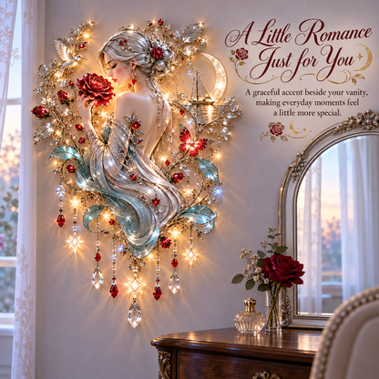 🌙 Moonlit Rose Goddess Starfall Wall Light
