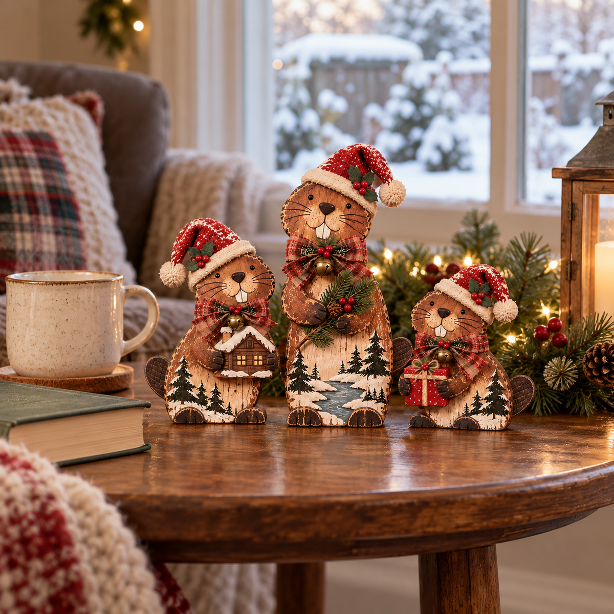 🔥Woodland Christmas Beaver Trio – A Little Family, A Cozy Christmas