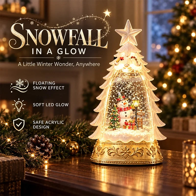 Lighted Christmas Tree Snow-Globe Ornament