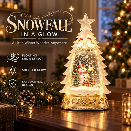Lighted Christmas Tree Snow-Globe Ornament