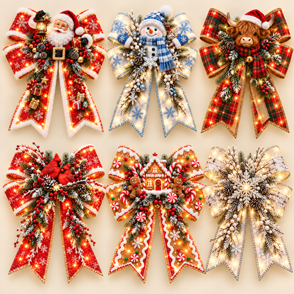 🎀🎄Big & Bright Holiday Bows – A Glowing Christmas Welcome