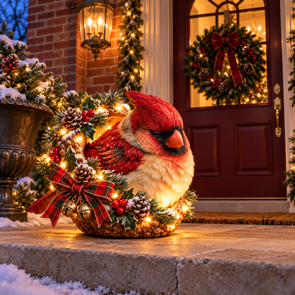 🎄 Cozy Cardinal Glow – Lighted Christmas Porch Decor ✨