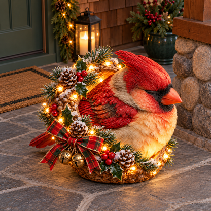 🎄 Cozy Cardinal Glow – Lighted Christmas Porch Decor ✨