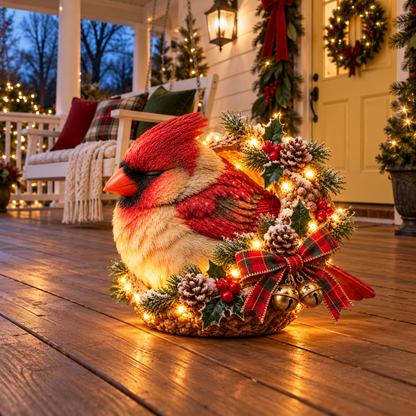 🎄 Cozy Cardinal Glow – Lighted Christmas Porch Decor ✨