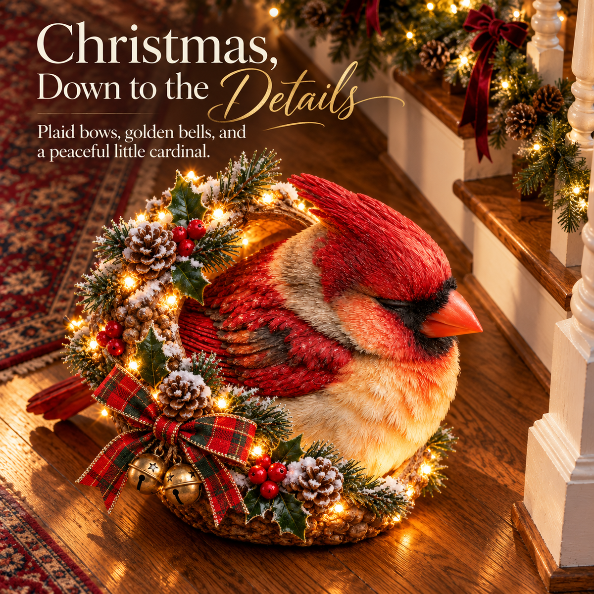 🎄 Cozy Cardinal Glow – Lighted Christmas Porch Decor ✨