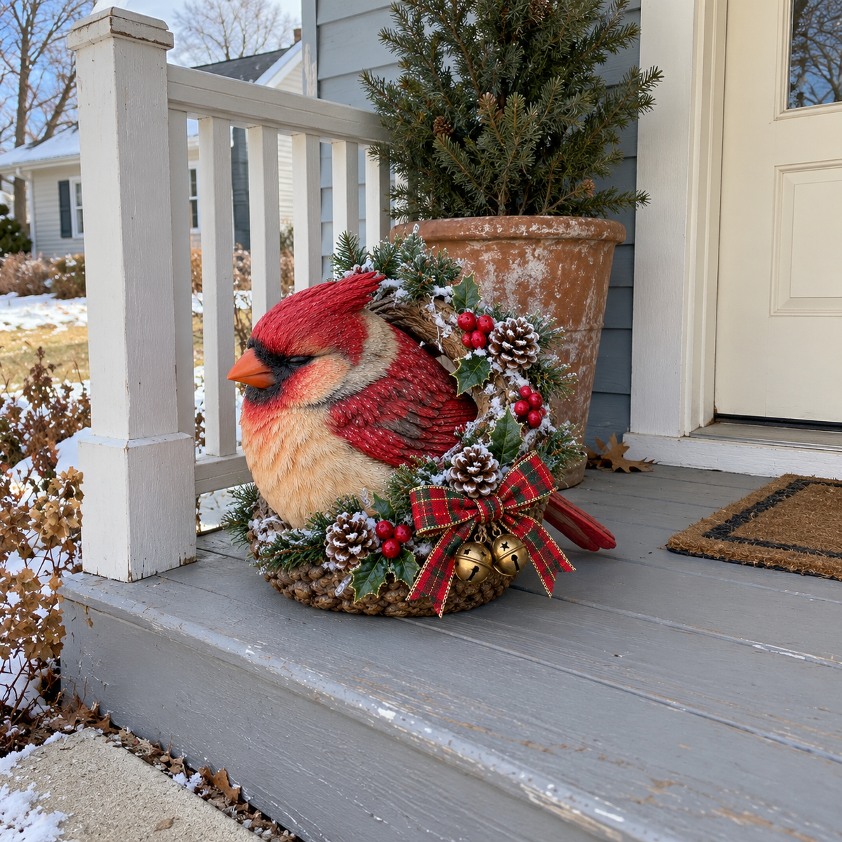 🎄 Cozy Cardinal Glow – Lighted Christmas Porch Decor ✨
