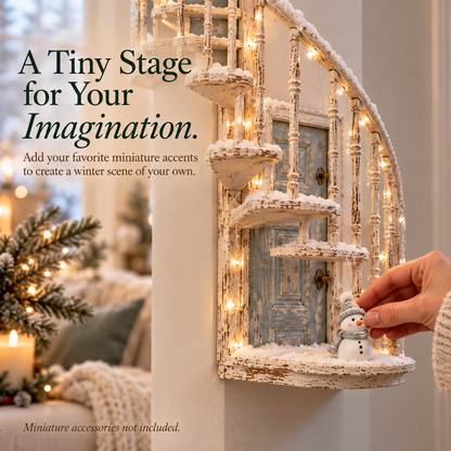 Lighted Winter Fairy Door Staircase Wall Decor
