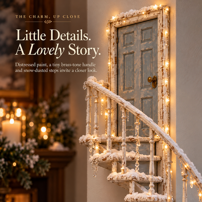 Lighted Winter Fairy Door Staircase Wall Decor