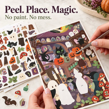 🐈‍⬛✨Witchy Wonders – Numbered Sticker Art Kit🎃