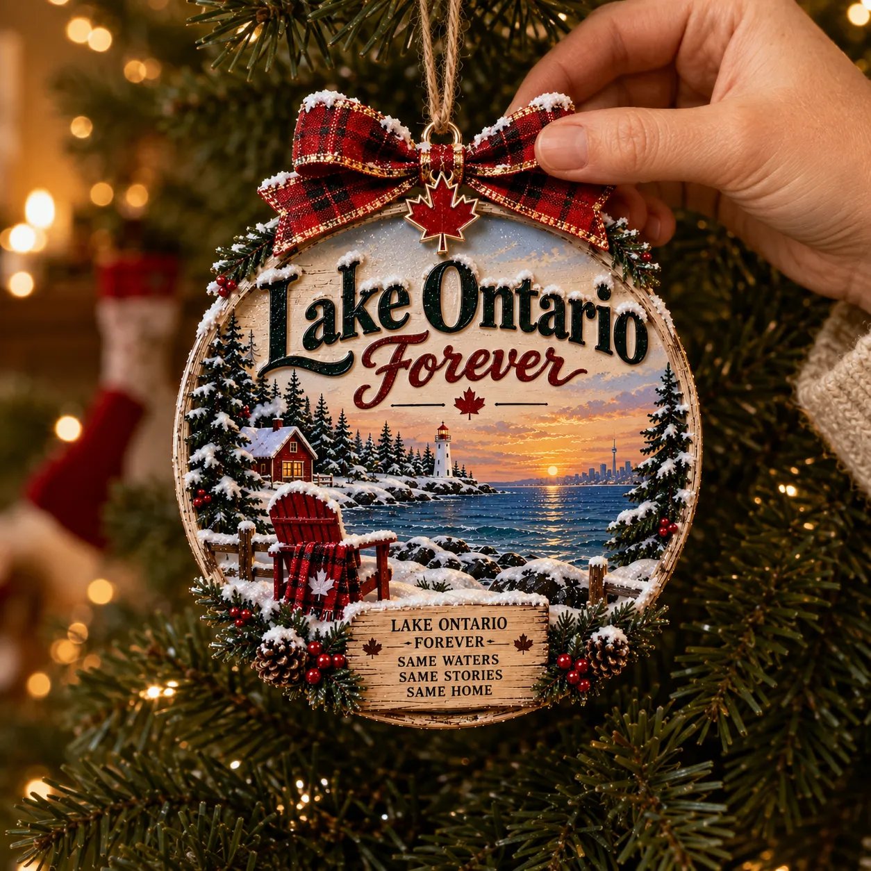 Lake Ontario Christmas ornament on tree