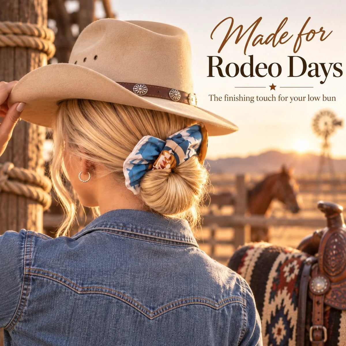 🔥😍Rustic Western Hair Bow – Low Bun Accessory