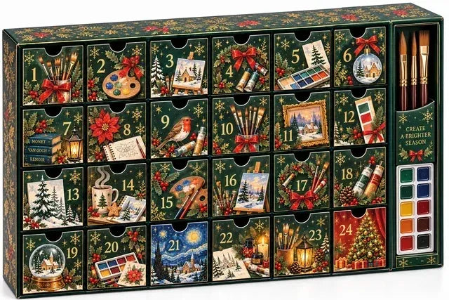 🎄24 Days of Painting Advent Calendar – Christmas Mystery Box DIY Art Kit 🎨✨