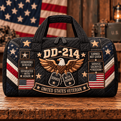 us100% Handmade DD-214 Veteran Honor Quilted Duffel Bag(𝐌𝐢𝐜𝐡𝐚𝐞𝐥 𝐇𝐚𝐫𝐫𝐢𝐬 𝐇𝐚𝐧𝐝𝐦𝐚𝐝𝐞®)