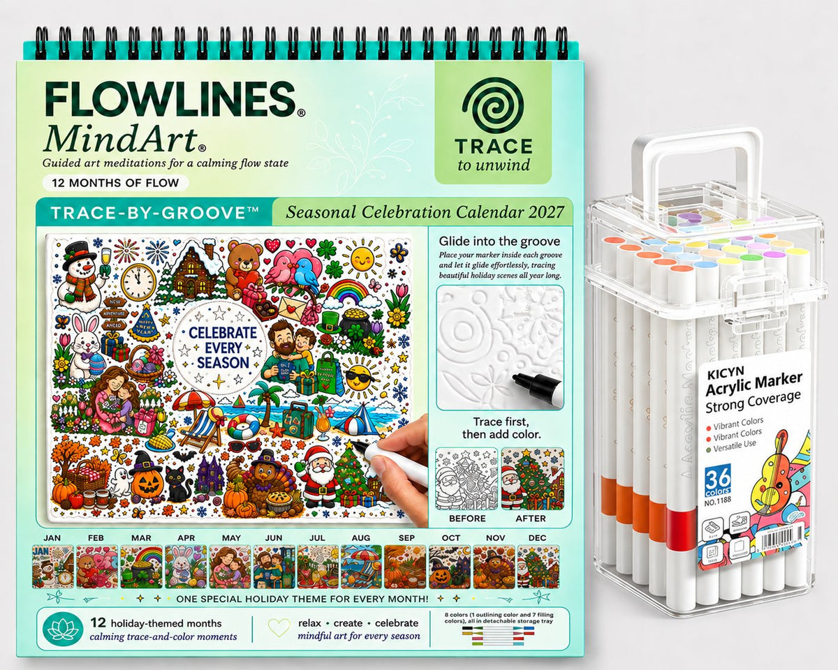 Color The Year 2027 trace by groove calendar and marker set