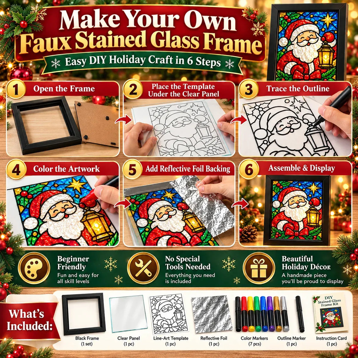 🔥😍Make Your Own Holiday Window Art | Festive DIY Frame Craft Kit