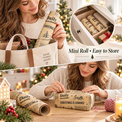 🔥😍Retro Christmas Newsprint Paper Roll📰🎁