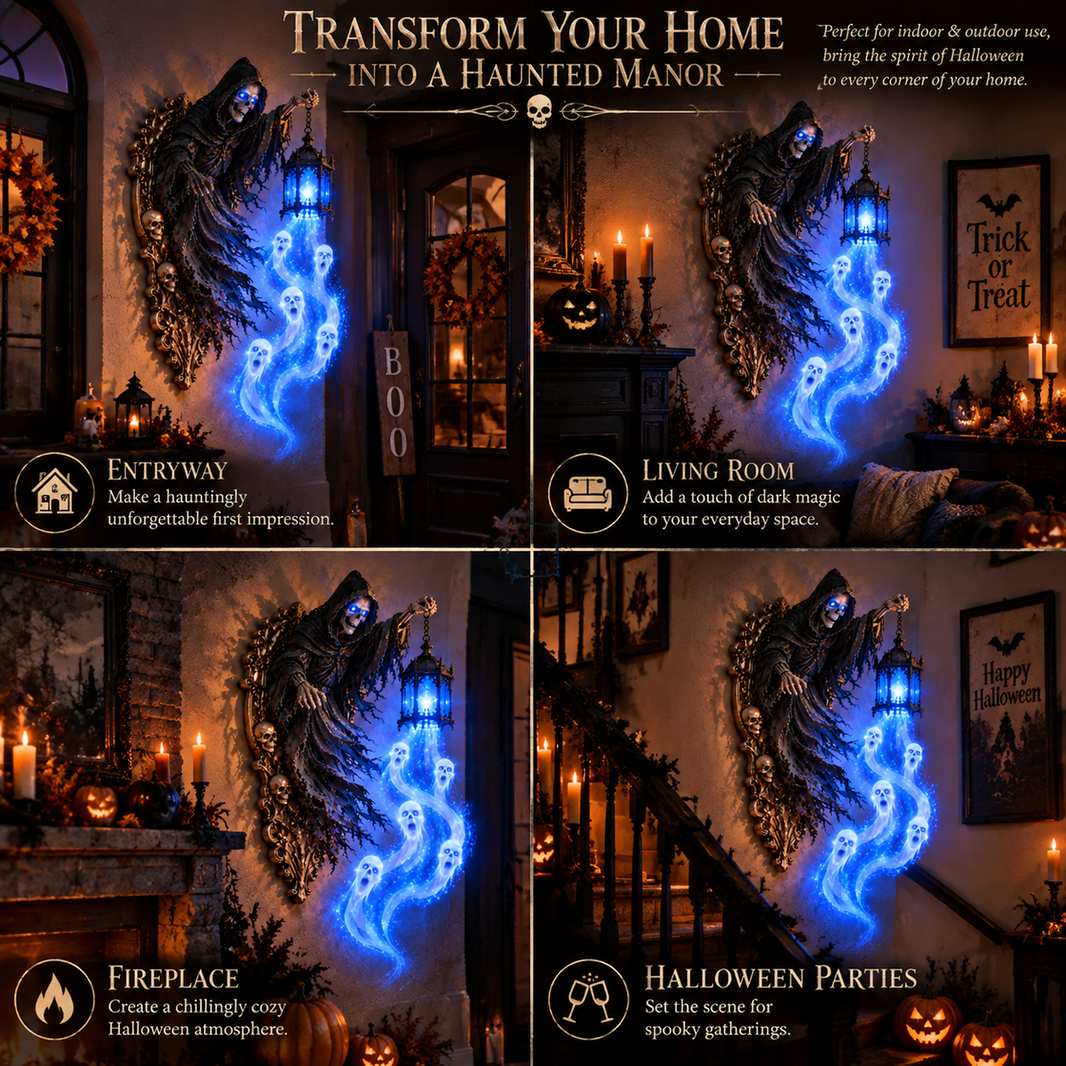 👻Soul Harvester Haunted Lantern Wall Decor-✅Easy to assemble ✅Sturdiness
