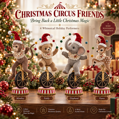 Christmas Unicycle Circus Friends™ Vintage Holiday Animal Figurines