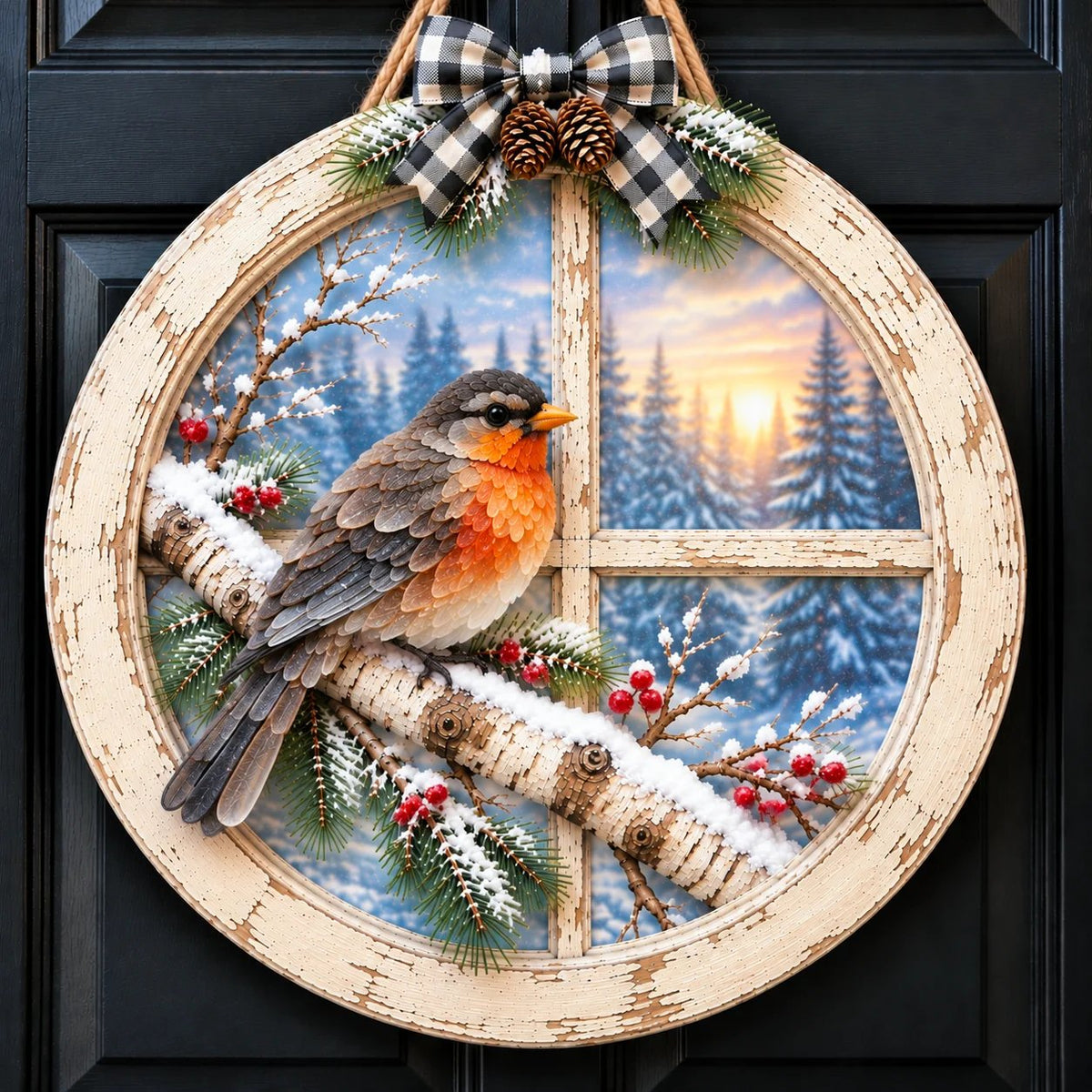 🐦 Winter Window Cardinal Wall Hanging Decor