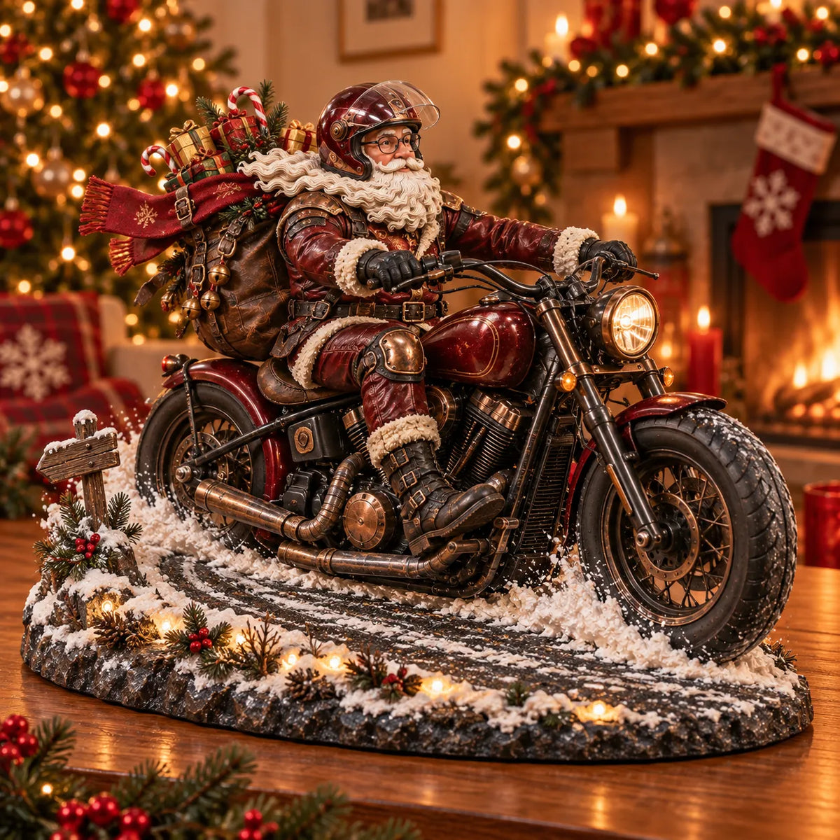 🔥😍Festive Santa Rider – Holiday Motorcycle Keepsake🏍️🎅