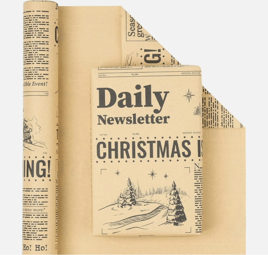 🔥😍Retro Christmas Newsprint Paper Roll📰🎁