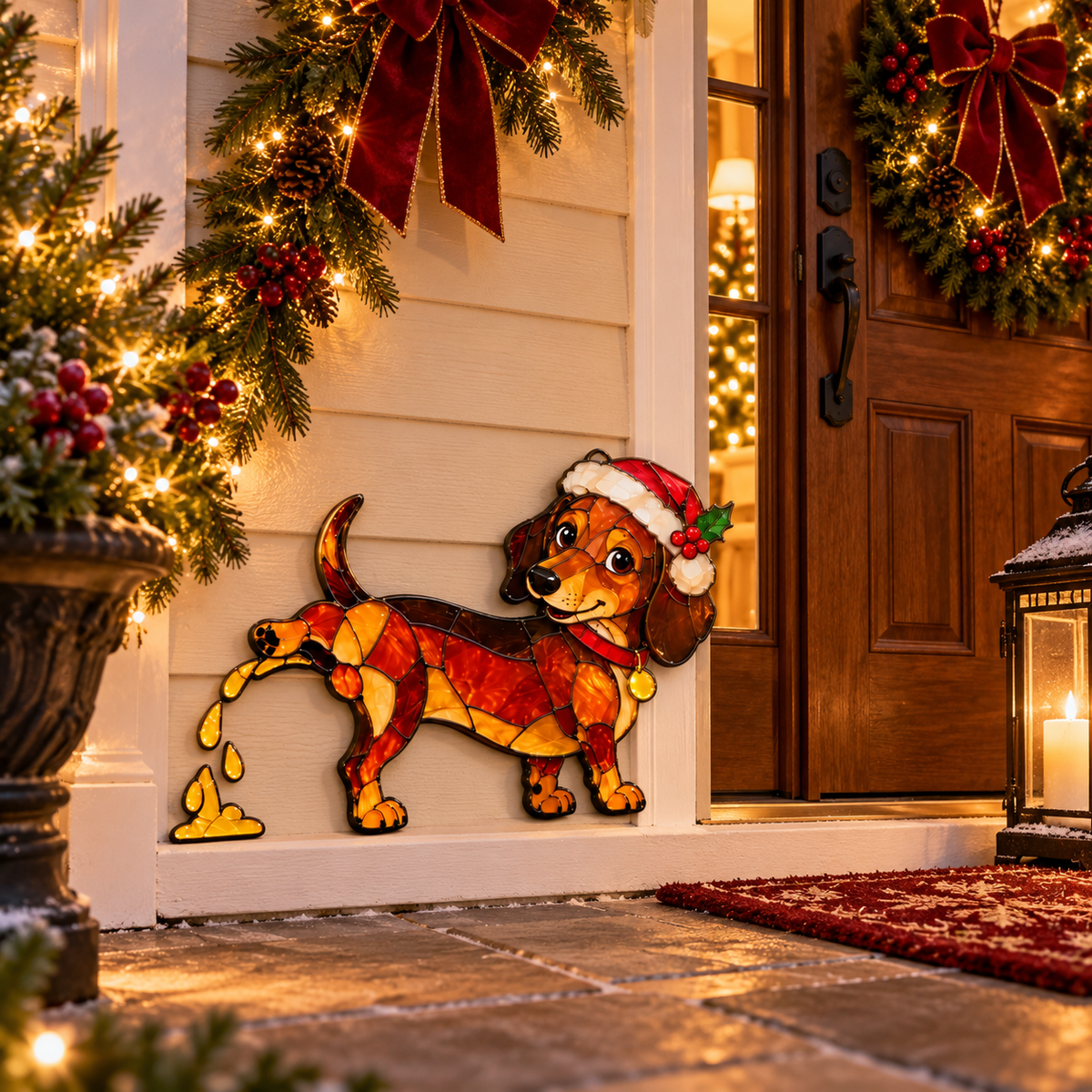 🔥🥰Funny Peeing Dachshund Christmas Decoration – A Hilarious Holiday Accent