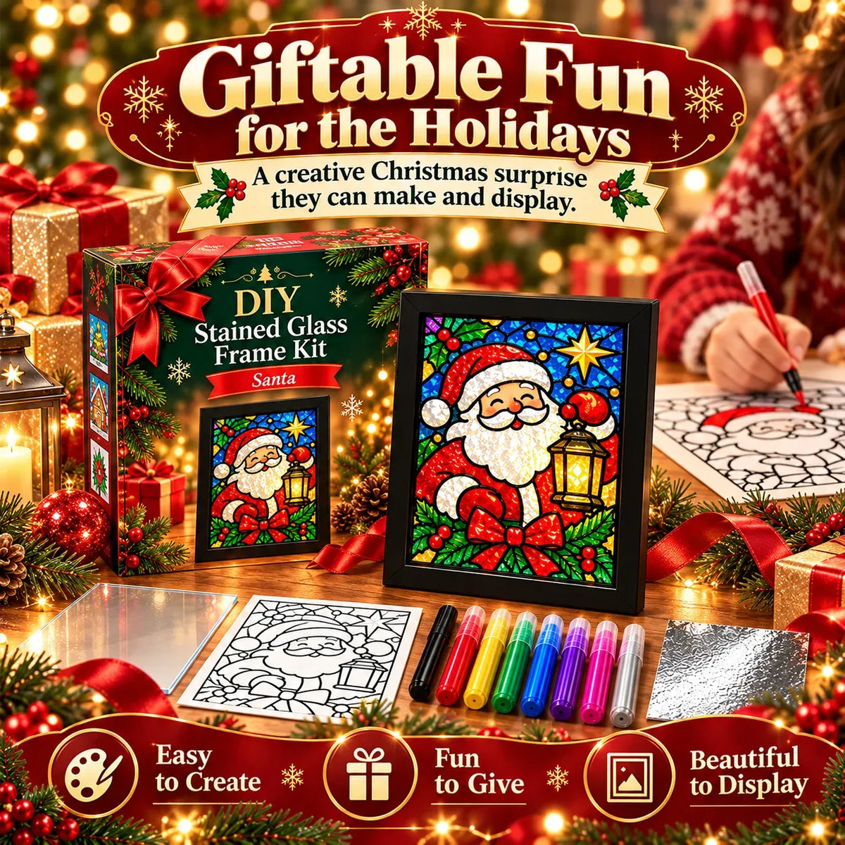 🔥😍Make Your Own Holiday Window Art | Festive DIY Frame Craft Kit