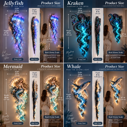 🔥LAST DAY 49% OFF🌊✨2027Nestmiro® Enchanted Ocean Legends™ Lighted Wall Décor Collection 🐋🧜‍♀️