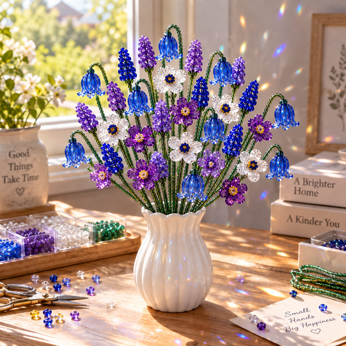 🧘Relaxing & Beginner-Friendly- ✨DIY Beaded Wildflower Bouquet Kit – Handmade Crystal Flower Craft Set