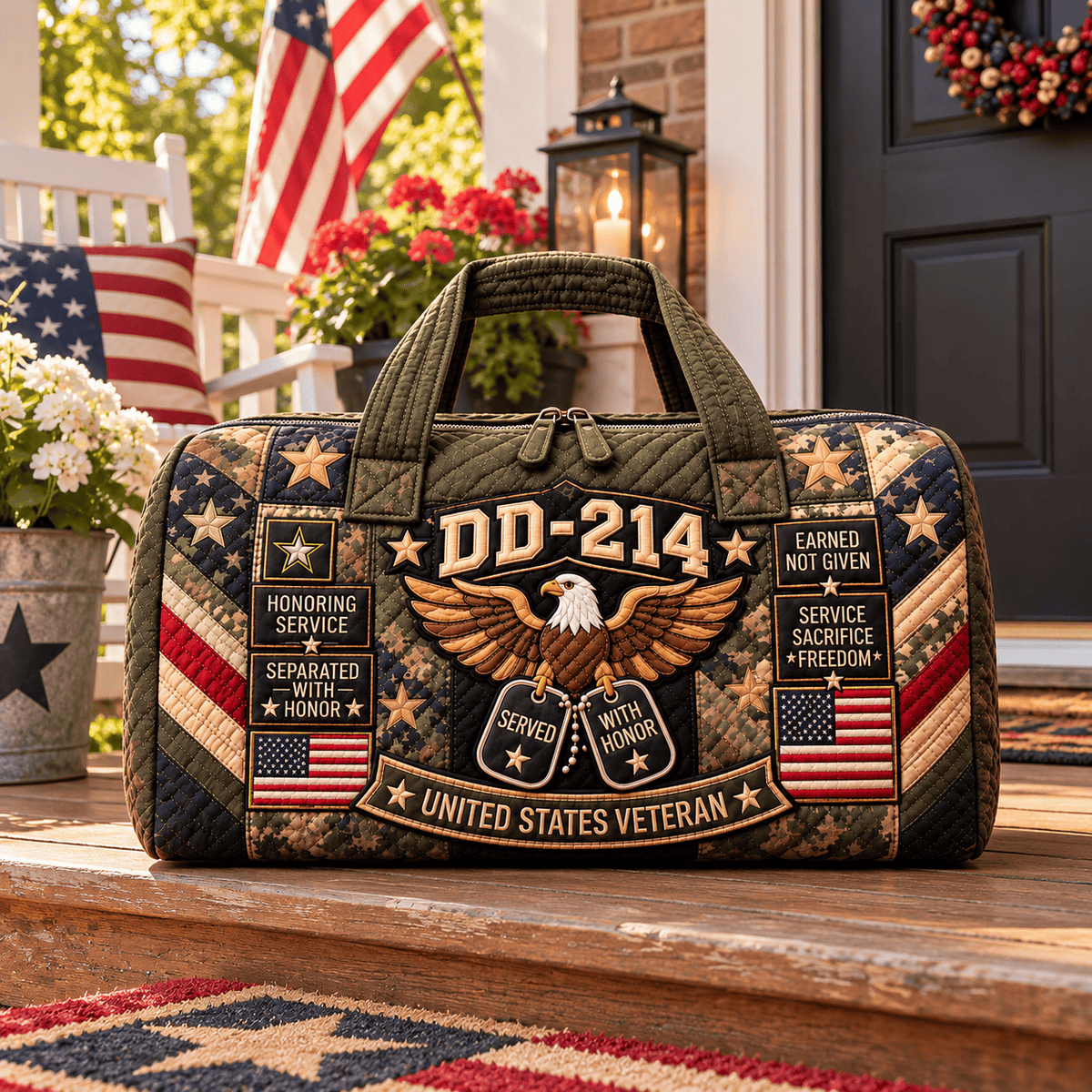 us100% Handmade DD-214 Veteran Honor Quilted Duffel Bag(𝐌𝐢𝐜𝐡𝐚𝐞𝐥 𝐇𝐚𝐫𝐫𝐢𝐬 𝐇𝐚𝐧𝐝𝐦𝐚𝐝𝐞®)