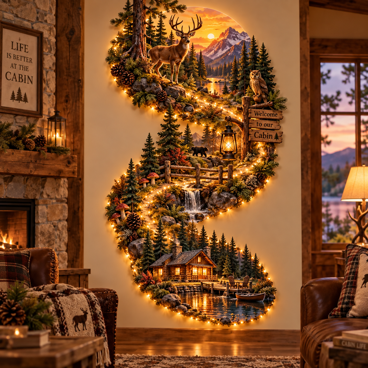 🌻Country Road Home – Illuminated Farmhouse Wall Art