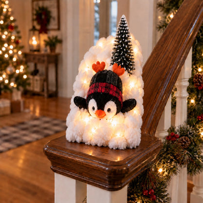 Penguin Christmas Stair Snow Decor