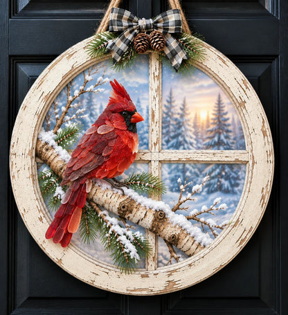 🐦 Winter Window Cardinal Wall Hanging Decor