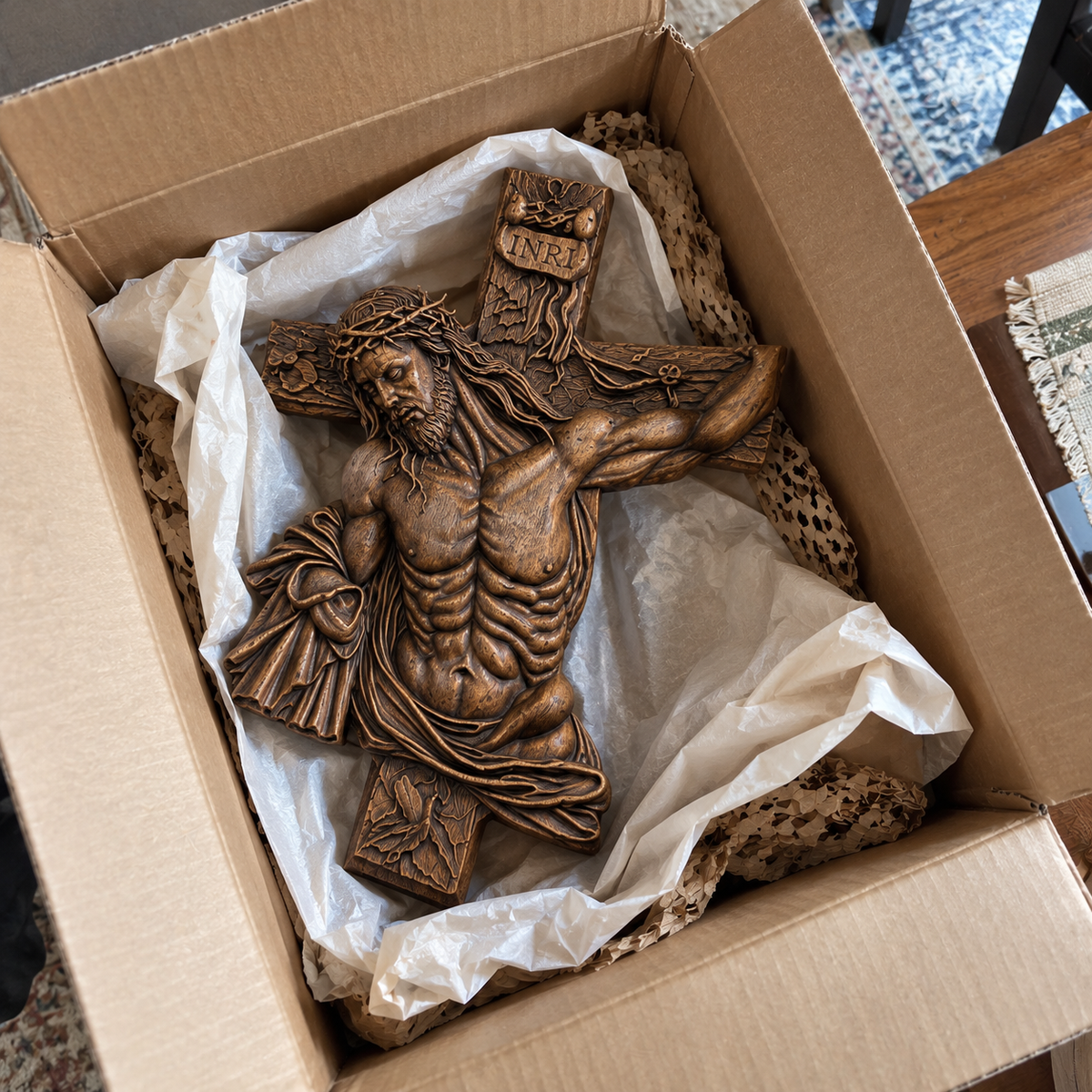 Faith & Grace™ Hand-Carved Wooden Crucifix – Jesus Christ Wall Cross